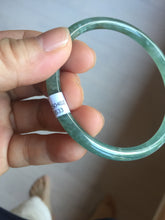 Load image into Gallery viewer, 58.5mm Certified Type A 100% Natural light green/blue/gray with flying snow Guatemala slim round cut Jadeite bangle PD56-5533
