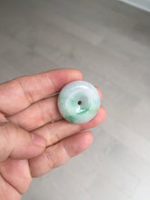 Load image into Gallery viewer, 27.8/6.1mm Type A 100% Natural sunny green light purple red Jadeite Jade Safety Guardian Button donuts Pendant group BP108
