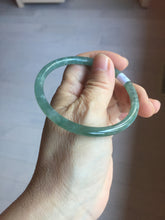 Load image into Gallery viewer, 58.5mm Certified Type A 100% Natural light green/blue/gray with flying snow Guatemala slim round cut Jadeite bangle PD56-5533
