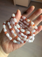 Load image into Gallery viewer, 100% natural type A light purple/white water drop/olive jadeite jade bead bracelet BK58
