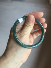 Load image into Gallery viewer, 56.5mm Certified Type A 100% Natural dark green/blue/gray Guatemala slim round cut Jadeite bangle PA88-1025
