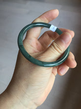 Load image into Gallery viewer, 56.5mm Certified Type A 100% Natural dark green/blue/gray Guatemala slim round cut Jadeite bangle PA88-1025
