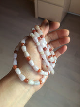 Load image into Gallery viewer, 100% natural type A light purple/white water drop/olive jadeite jade bead bracelet BK58
