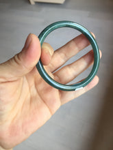 Load image into Gallery viewer, 56.5mm Certified Type A 100% Natural dark green/blue/gray Guatemala slim round cut Jadeite bangle PA88-1025
