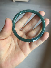 Load image into Gallery viewer, 56.5mm Certified Type A 100% Natural dark green/blue/gray Guatemala slim round cut Jadeite bangle PA88-1025
