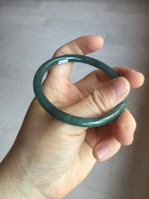 Load image into Gallery viewer, 56.5mm Certified Type A 100% Natural dark green/blue/gray Guatemala slim round cut Jadeite bangle PA88-1025
