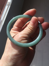 Load image into Gallery viewer, 55mm Certified Type A 100% Natural light green/blue slim round cut Guatemala Jadeite bangle BS59-4622
