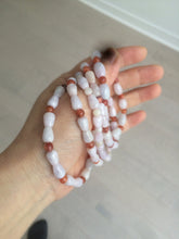 Load image into Gallery viewer, 100% natural type A light purple/white water drop/olive jadeite jade bead bracelet BK58
