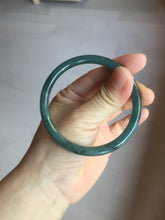 Load image into Gallery viewer, 56.5mm Certified Type A 100% Natural dark green/blue/gray Guatemala slim round cut Jadeite bangle PA88-1025
