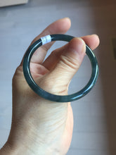 Load image into Gallery viewer, 52mm Certified Type A 100% Natural icy watery dark green/blue/gray Guatemala slim round cut Jadeite bangle PD55-5513
