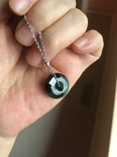 Load image into Gallery viewer, Type A 100% Natural dark green black Jadeite Safety Guardian Button donuts pendant PD187
