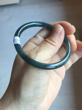 Load image into Gallery viewer, 52mm Certified Type A 100% Natural icy watery dark green/blue/gray Guatemala slim round cut Jadeite bangle PD55-5513
