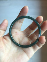 Load image into Gallery viewer, 56.2mm Certified Type A 100% Natural icy watery dark green/blue/gray Guatemala slim round cut Jadeite bangle PD54-5521
