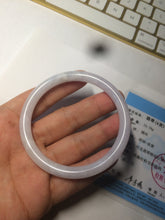 Load image into Gallery viewer, 55mm Certified type A 100% Natural light purple/white round cut Jadeite bangle AE60-0915
