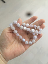 Load image into Gallery viewer, 100% natural type A icy white/purple jadeite jade beads bracelet BK57
