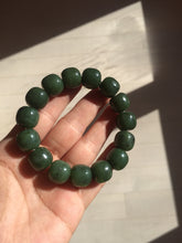 Load image into Gallery viewer, 14.2x13.2mm 100% Natural olive green/brown/black vintage style nephrite Hetian Jade bead bracelet HT96
