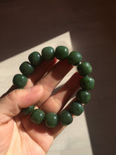 Load image into Gallery viewer, 14x13.2mm 100% Natural olive green/brown/black vintage style nephrite Hetian Jade bead bracelet HT97
