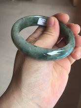 Load image into Gallery viewer, 54.5mm certified 100% natural dark green black jadeite jade bangle AS87-7064
