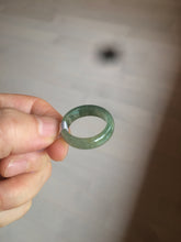 Load image into Gallery viewer, 8 1/2 100% natural type A dark green/gray (冰油青) jadeite jade band ring AZ97
