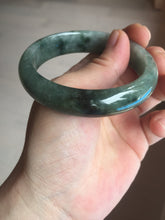 Load image into Gallery viewer, 54.5mm certified 100% natural dark green black jadeite jade bangle AS87-7064
