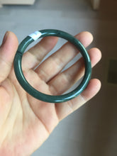 Load image into Gallery viewer, 55mm Certified Type A 100% Natural dark green/blue/gray Guatemala slim round cut Jadeite bangle PA84-1027

