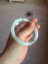 Load image into Gallery viewer, 55mm Certified type A 100% Natural light green/white  round cut Jadeite bangle BH4-0415
