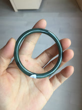 Load image into Gallery viewer, 55mm Certified Type A 100% Natural dark green/blue/gray Guatemala slim round cut Jadeite bangle PA84-1027
