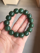 Load image into Gallery viewer, 13.7x13mm 100% Natural olive green/brown/black vintage style nephrite Hetian Jade bead bracelet HE95
