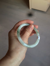 Load image into Gallery viewer, 55mm Certified type A 100% Natural light green/white  round cut Jadeite bangle BH4-0415
