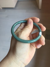 Load image into Gallery viewer, 57mm Certified Type A 100% Natural dark green/blue/gray Guatemala slim round cut Jadeite bangle PA84-1030
