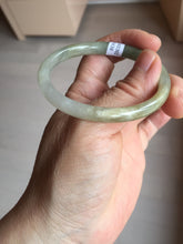 Load image into Gallery viewer, 48mm certified 100% natural Type A icy watery green/brown/gray slim oval jadeite jade bangle BL111-9436
