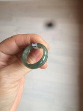 Load image into Gallery viewer, 8 1/2 100% natural type A dark green/gray (冰油青) jadeite jade band ring AZ97
