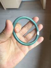 Load image into Gallery viewer, 57mm Certified Type A 100% Natural dark green/blue/gray Guatemala slim round cut Jadeite bangle PA84-1030
