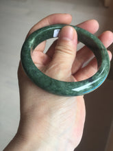 Load image into Gallery viewer, 57mm certified 100% natural dark green spinach green black jadeite jade bangle AS86-7086
