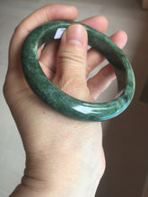 Load image into Gallery viewer, 57mm certified 100% natural dark green spinach green black jadeite jade bangle AS86-7086
