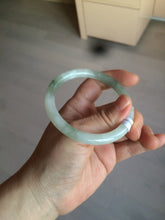 Load image into Gallery viewer, 55mm Certified type A 100% Natural light green/white  round cut Jadeite bangle BH4-0415
