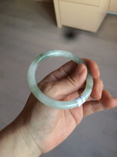 Load image into Gallery viewer, 55mm Certified type A 100% Natural light green/white  round cut Jadeite bangle BH4-0415
