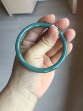 Load image into Gallery viewer, 57mm Certified Type A 100% Natural dark green/blue/gray Guatemala slim round cut Jadeite bangle PA84-1030

