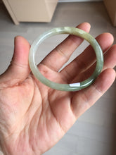 Load image into Gallery viewer, 48mm certified 100% natural Type A icy watery green/brown/gray slim oval jadeite jade bangle BL111-9436
