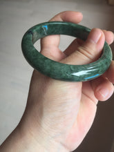 Load image into Gallery viewer, 57mm certified 100% natural dark green spinach green black jadeite jade bangle AS86-7086
