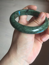 Load image into Gallery viewer, 57mm certified 100% natural dark green spinach green black jadeite jade bangle AS86-7086
