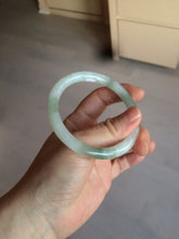 Load image into Gallery viewer, 55mm Certified type A 100% Natural light green/white  round cut Jadeite bangle BH4-0415
