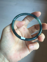 Load image into Gallery viewer, 58.4mm Certified Type A 100% Natural dark green/blue/gray with flying snow Guatemala slim round cut Jadeite bangle PD50-5519
