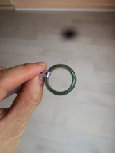 Load image into Gallery viewer, 8 1/2 100% natural type A dark green/gray (冰油青) jadeite jade band ring AZ97
