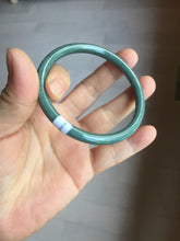 Load image into Gallery viewer, 57mm Certified Type A 100% Natural dark green/blue/gray Guatemala slim round cut Jadeite bangle PA83-1024
