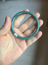 Load image into Gallery viewer, 57mm Certified Type A 100% Natural dark green/blue/gray Guatemala slim round cut Jadeite bangle PA83-1024
