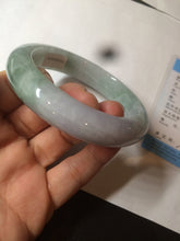 Load image into Gallery viewer, 57.5mm certified 100% natural type A light green/purple chubby jadeite jade bangle BF29-4028
