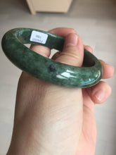 Load image into Gallery viewer, 57mm certified 100% natural dark green spinach green black jadeite jade bangle AS86-7086
