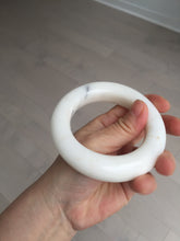 Load image into Gallery viewer, 55.3mm certified 100% Natural White/beige chubby Hetian nephrite Jade bangle HE83-6313
