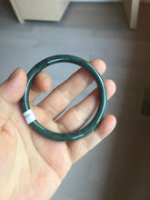 Load image into Gallery viewer, 55.4mm Certified Type A 100% Natural dark green/blue/gray/black snowy Guatemala slim round cut Jadeite bangle PA82-1031
